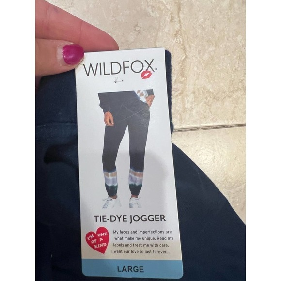 NWT Wildfox blue Tie-Dye Jogger sweatpants sz Large - Picture 3 of 5